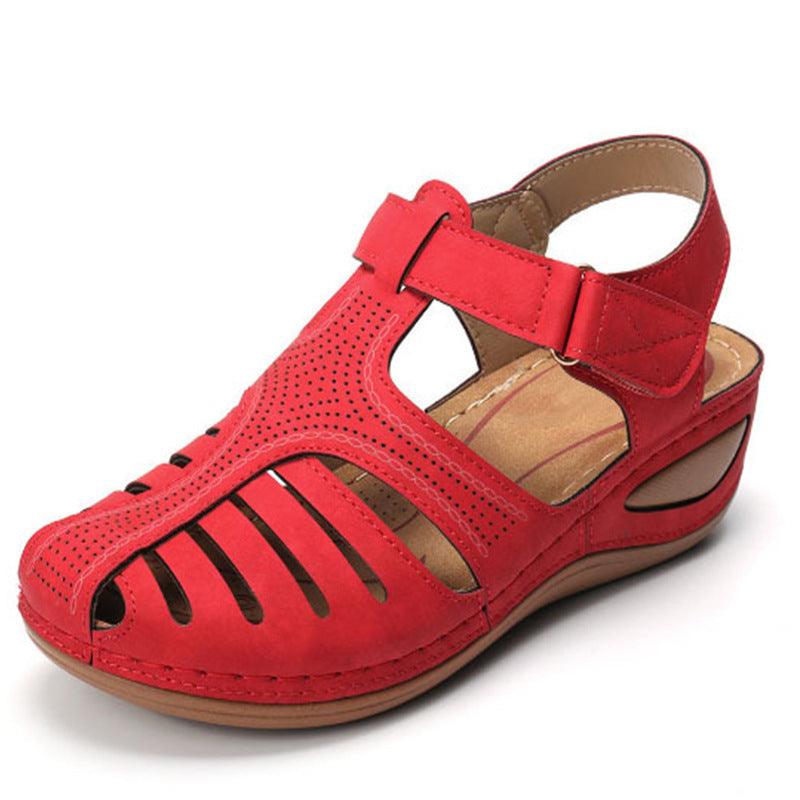 Women's Plus Size Retro Sandals Round Toe Wedge Sandals - GIFTS EMPORIUM