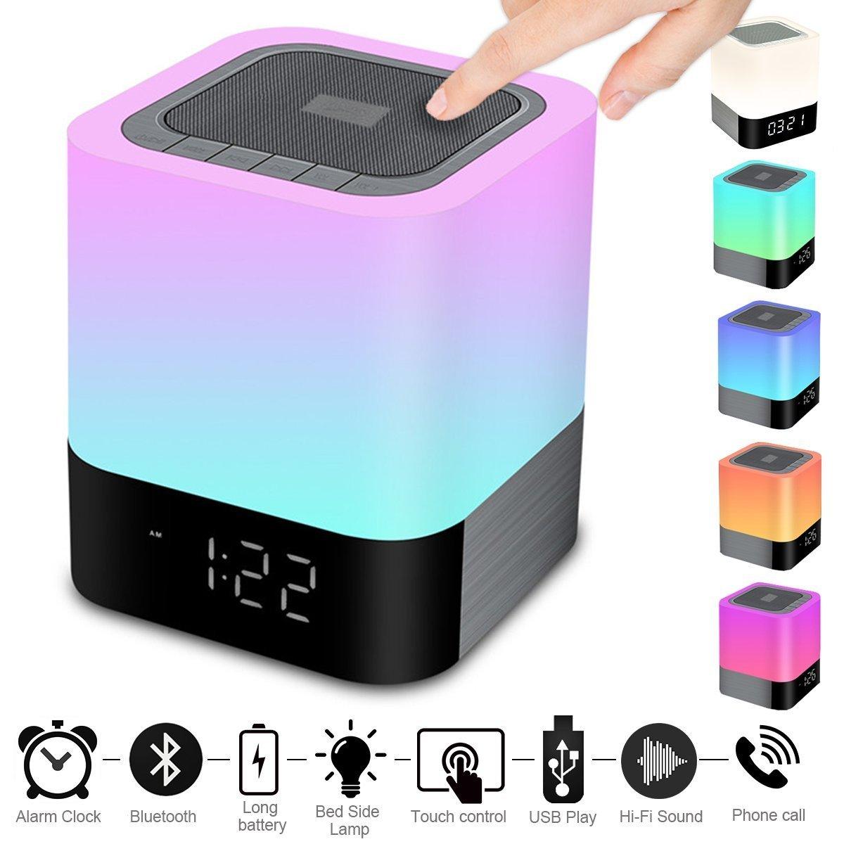 Alarm Clock Bluetooth Speaker Touch Screen LED Light Portable Colorful Light Desktop Audio - GIFTS EMPORIUM