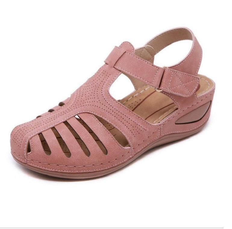 Women's Plus Size Retro Sandals Round Toe Wedge Sandals - GIFTS EMPORIUM