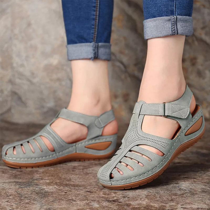 Women's Plus Size Retro Sandals Round Toe Wedge Sandals - GIFTS EMPORIUM