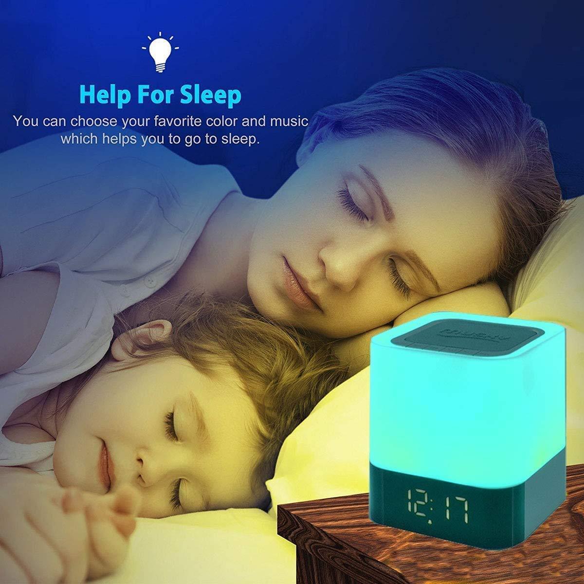 Alarm Clock Bluetooth Speaker Touch Screen LED Light Portable Colorful Light Desktop Audio - GIFTS EMPORIUM