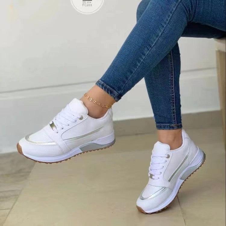 Casual Lace-up Women Shoes Sports Walking Sneakers-Shallow Round Toe