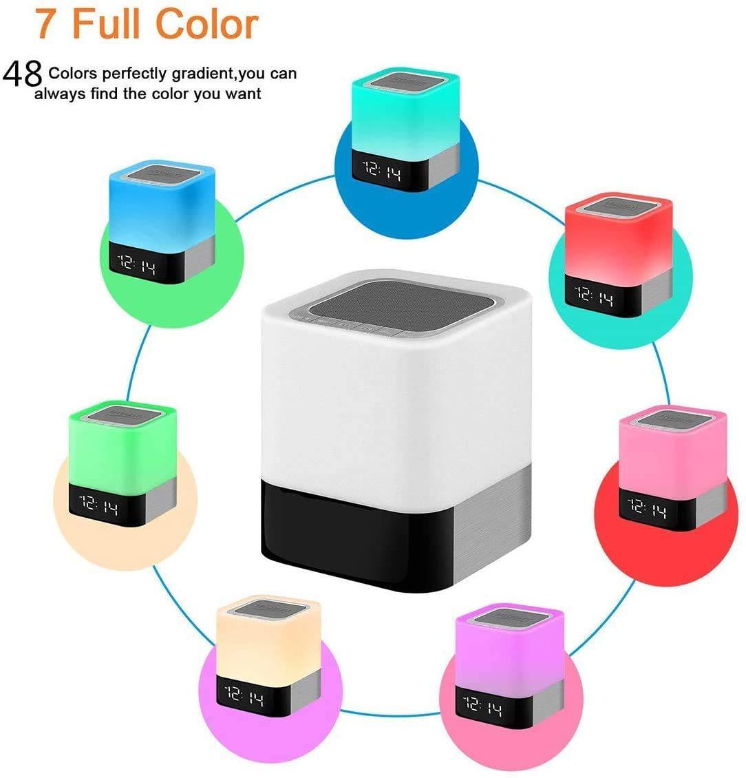 Alarm Clock Bluetooth Speaker Touch Screen LED Light Portable Colorful Light Desktop Audio - GIFTS EMPORIUM