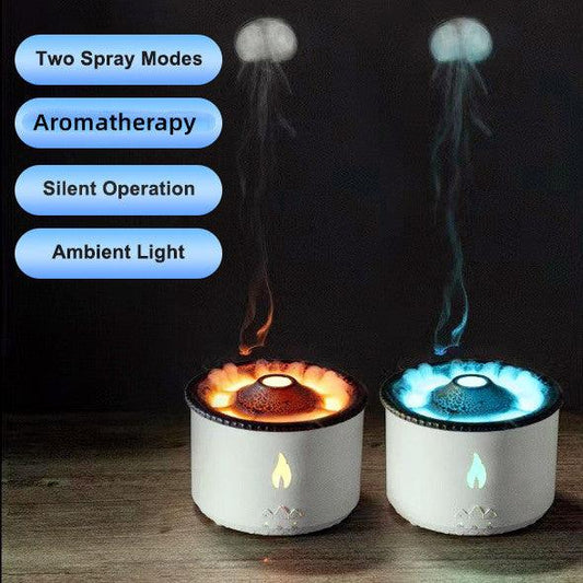 New Creative Ultrasonic Essential Oil Humidifier Volcano Aromatherapy Machine Spray Jellyfish Air Flame Humidifier Diffuser - GIFTS EMPORIUM