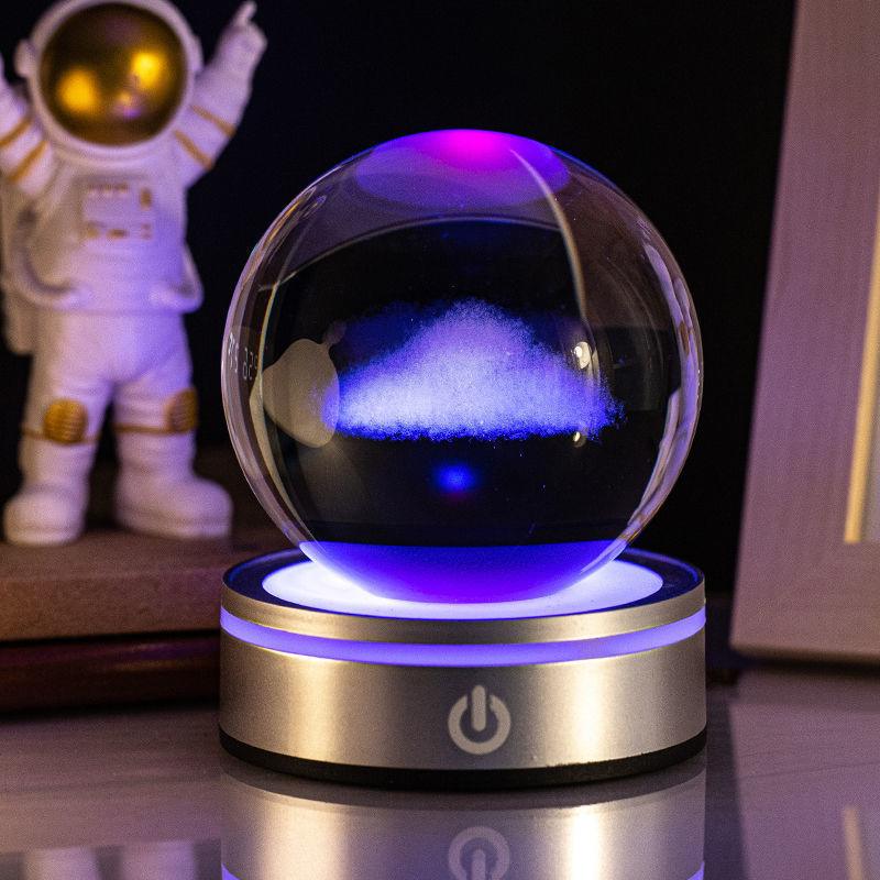 Creative 3D Inner Carving Luminous Crystal Ball Colorful Gradient Small Night Lamp Home Decorations Gifts Selection