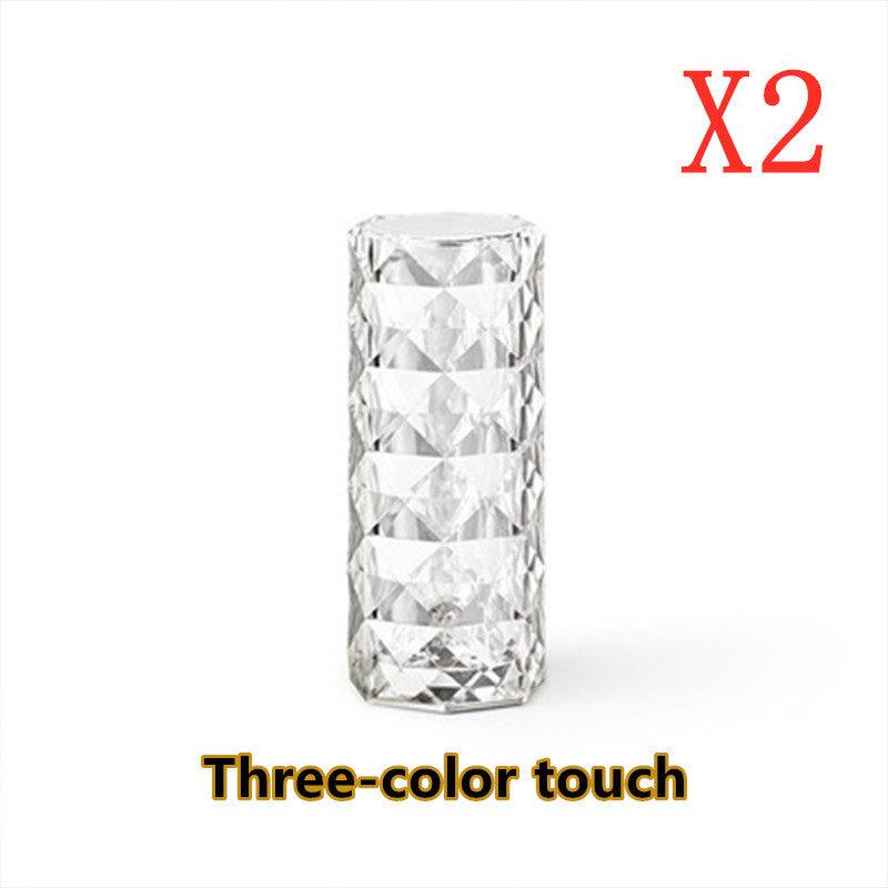 Nordic Crystal Lamp USB Table Lamps Bedroom Touch Dimming Atmosphere Diamond Night Light Rose Projector Lamp Decor - GIFTS EMPORIUM