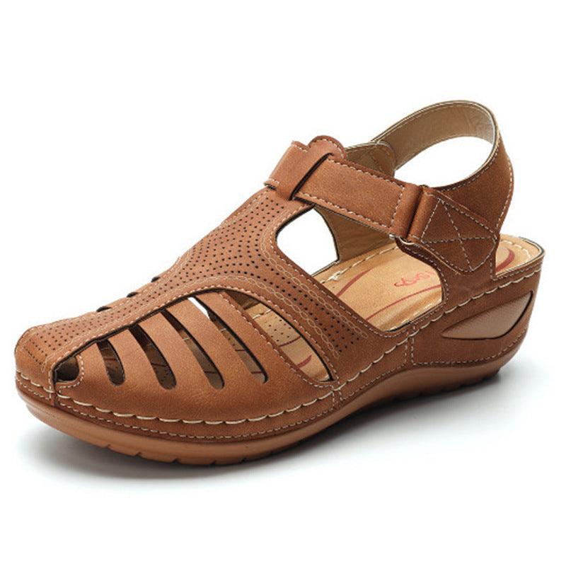 Women's Plus Size Retro Sandals Round Toe Wedge Sandals - GIFTS EMPORIUM